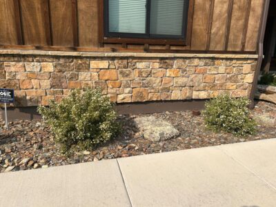 landscape install with natural stonework